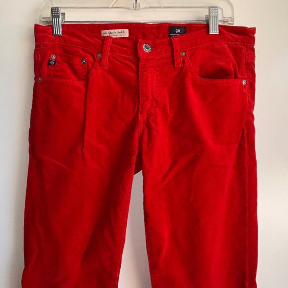 Adriano Goldschmied The Stevie Ankle Slim Straight Red Corduroy Pants Size 29 - Picture 2 of 12